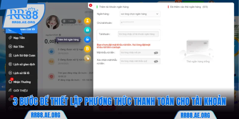Đăng Ký RR88 - Nhận Thưởng Liền Tay Với Vài Bước Đơn Giản 9 3 bước để thiết lập phương thức thanh toán cho tài khoản RR88