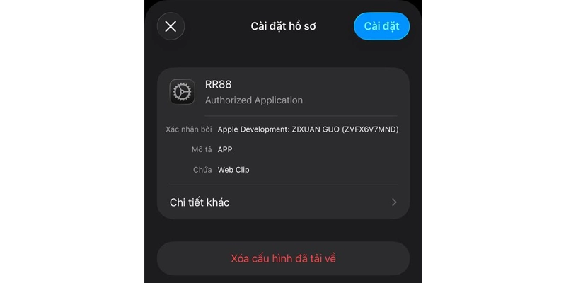 Cài đặt cấu hình RR88 đã tải về