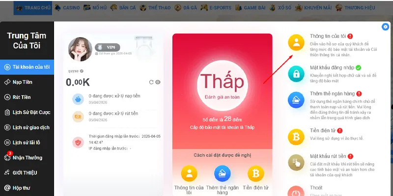 Chọn mục thông tin của tôi Chọn mục thông tin của tôi