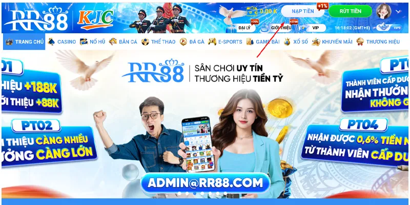 Tại giao diện chính hội viên RR88 nhấn nạp tiền bên góc phải Tại giao diện chính hội viên RR88 nhấn nạp tiền bên góc phải
